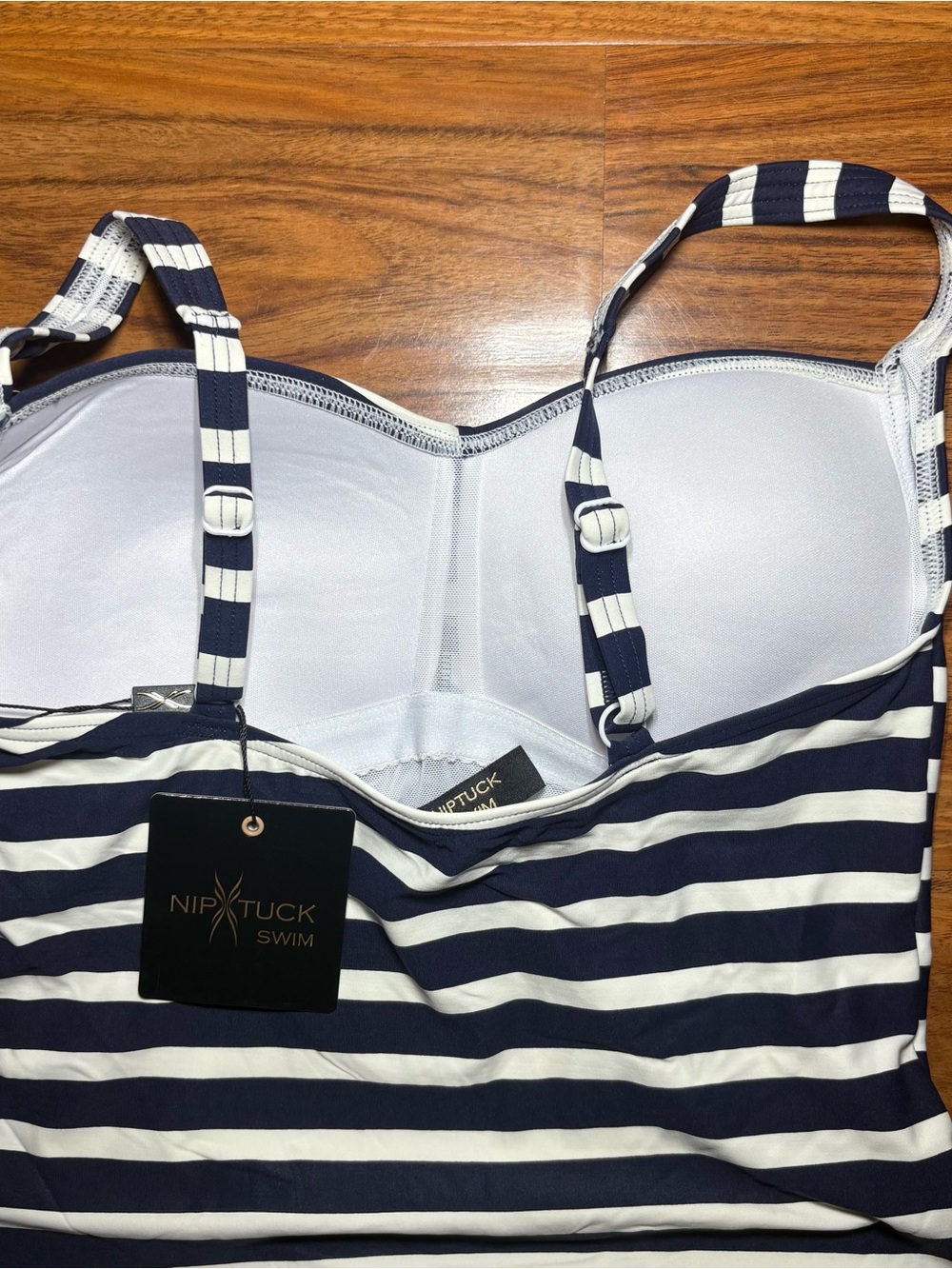 Nip Tuck Swim Navy White Stripe One Piece Swimsuit NWT Multiple Sizes - Picture 4 of 10